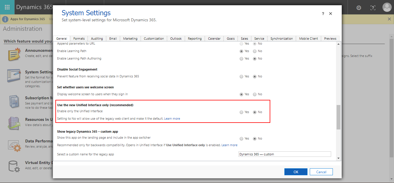 Set Classic Form (Legacy Web Client) as default in Dynamics 365 V9.0 ...